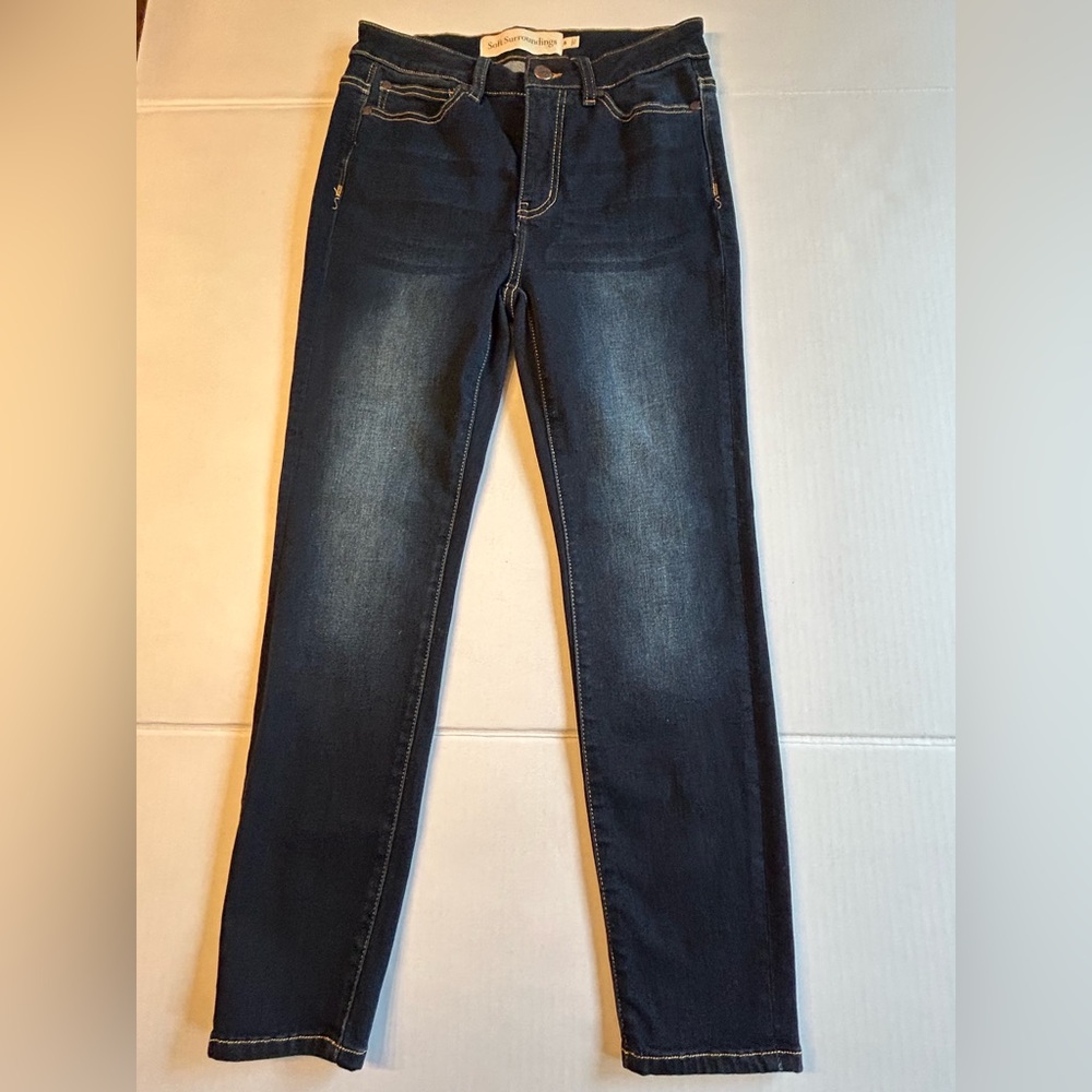 Soft Surroundings Ultimate Denim High Rise Straight Leg Jeans Dark Wash Size 2P